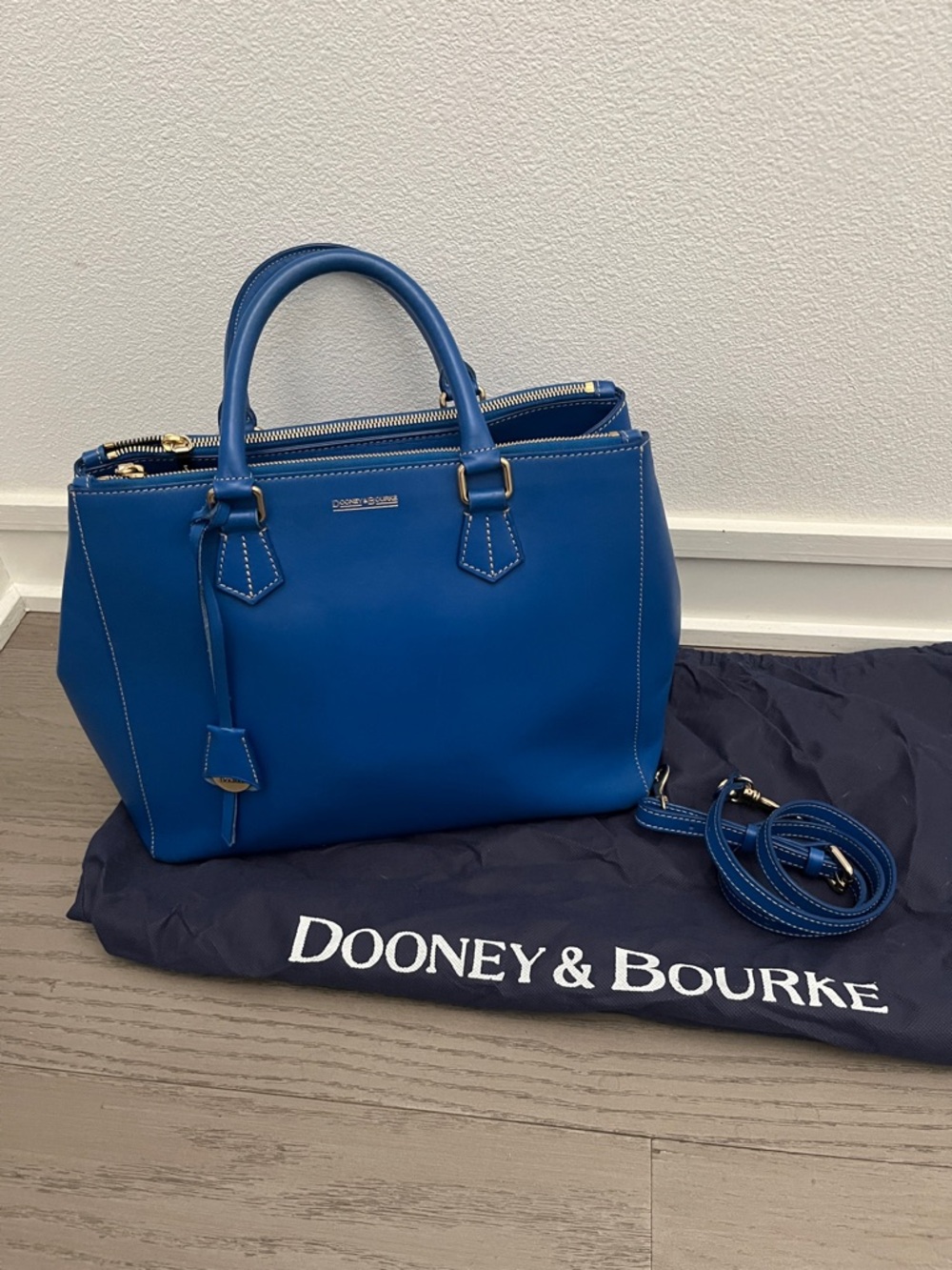 Dooney & Bourke Made in Italy 🇮🇹 Royal Blue Leather Satchel with Removable Strap
